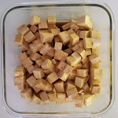 Tofu ready to marinate.