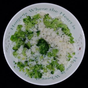 Broccoli and boiled rice