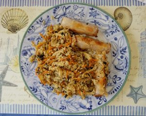 Chicken Fried Rice with Egg Roll